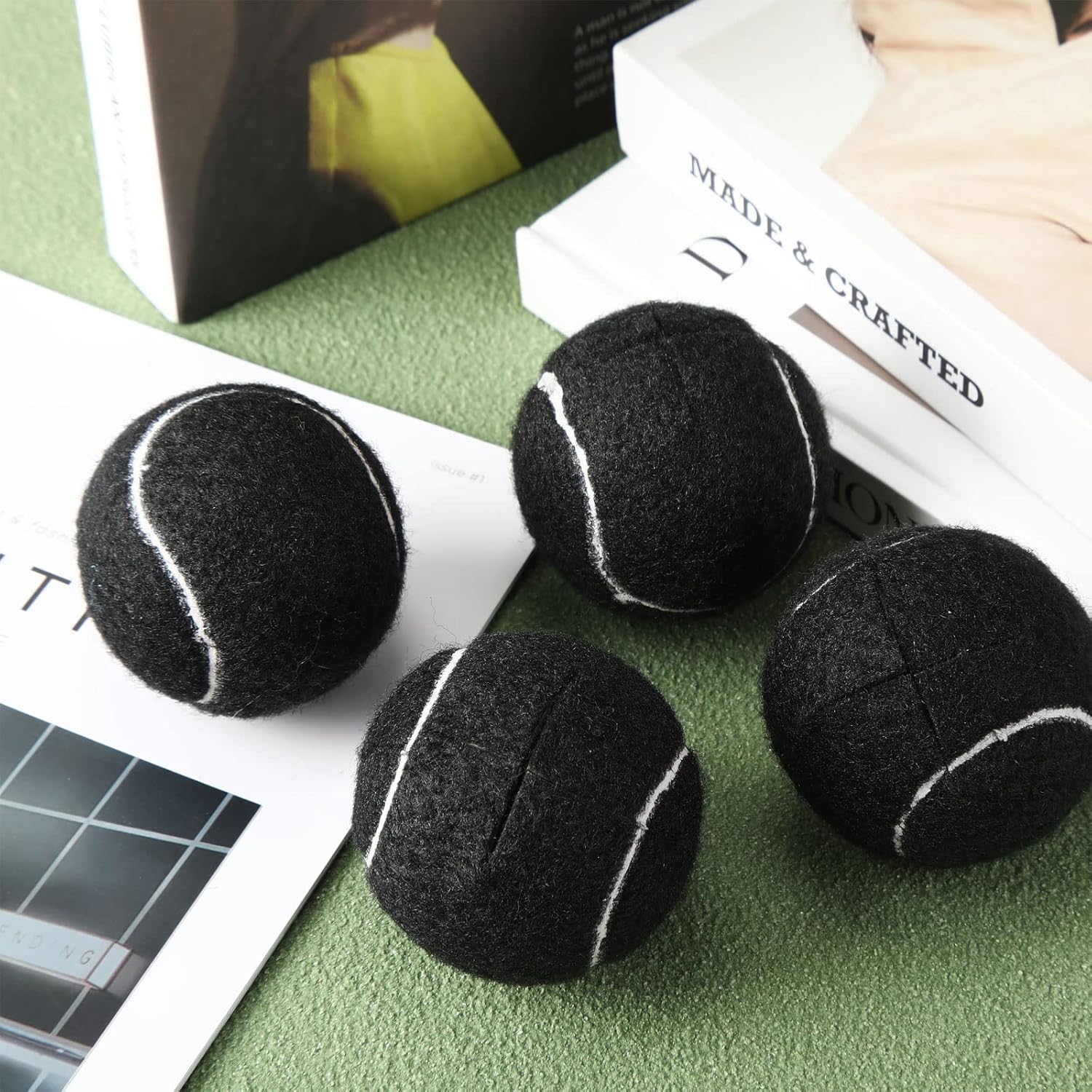 Macarrie 100 pelotas de tenis precortadas a granel para patas de muebles, pelotas de tenis, sillas de pelotas de tenis, fundas para pies para