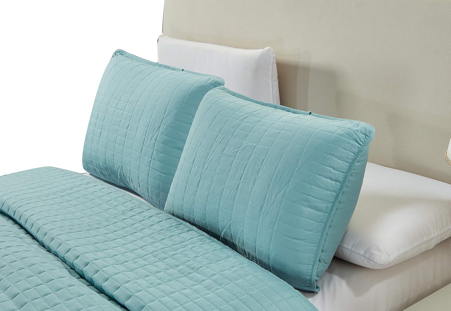 GrandLinen – Juego de cama de 2 piezas y 3 piezas, diseño de caja rectangular con patrón de caja individual y extragrande, Poliéster & Mezcla de
