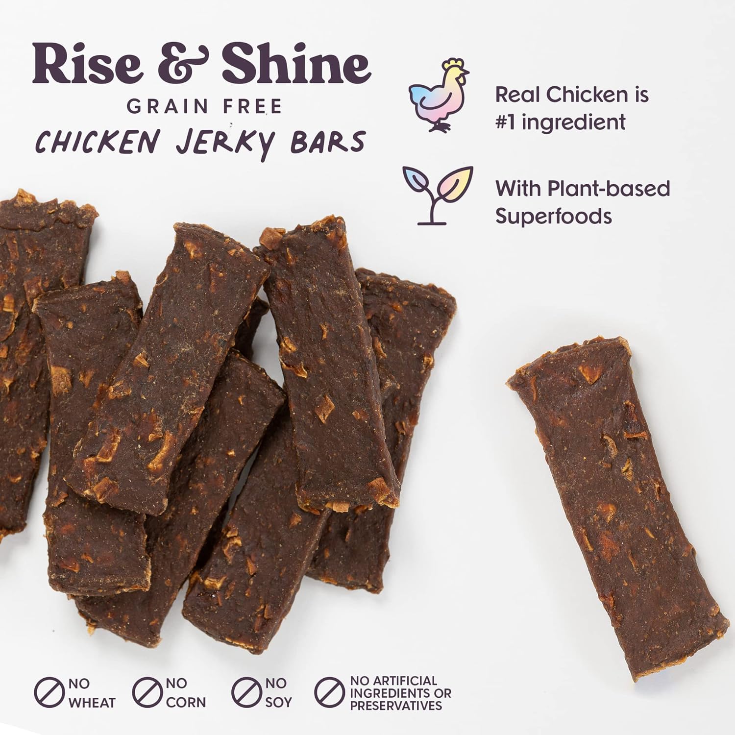 Bundle x Joy Rise & Shine Superfood – Golosinas para perros de 16 onzas, barras de carne seca de pollo real para aperitivos y entrenamiento,