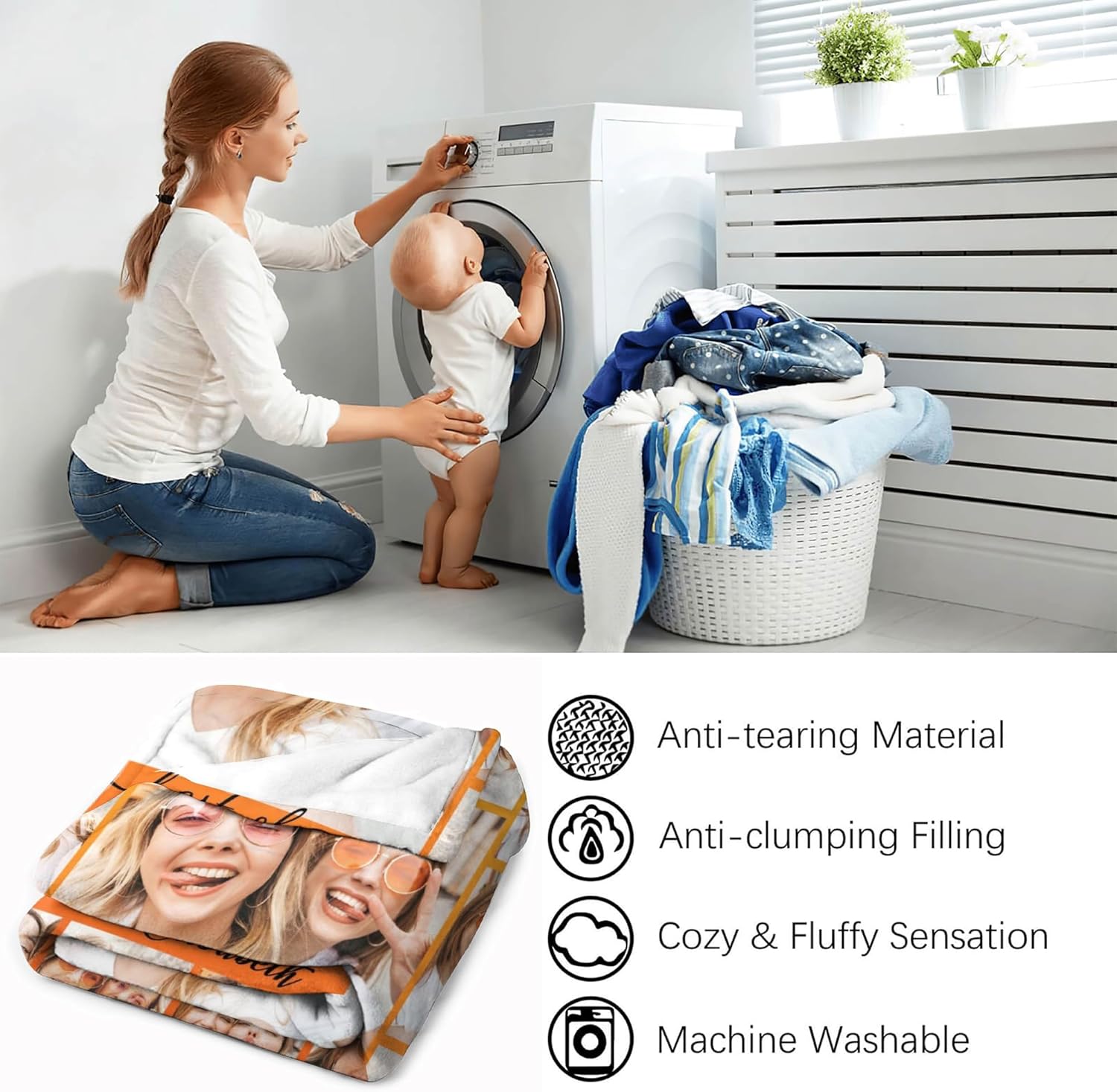 Mantas personalizadas con imágenes hechas en Estados Unidos, manta personalizada con collage de fotos personalizada para papá, mamá, esposa, marido,