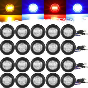 Partsam 20 unidades de luz LED redonda de doble color de 34 pulgadas, ámbarrojo a azul, luz auxiliar de luz lateral, indicadores de señal de giro Partsam 20 unidades de luz LED redonda de doble color de 34 pulgadas, ámbarrojo a azul, luz auxiliar de luz lateral, indicadores de señal de giro