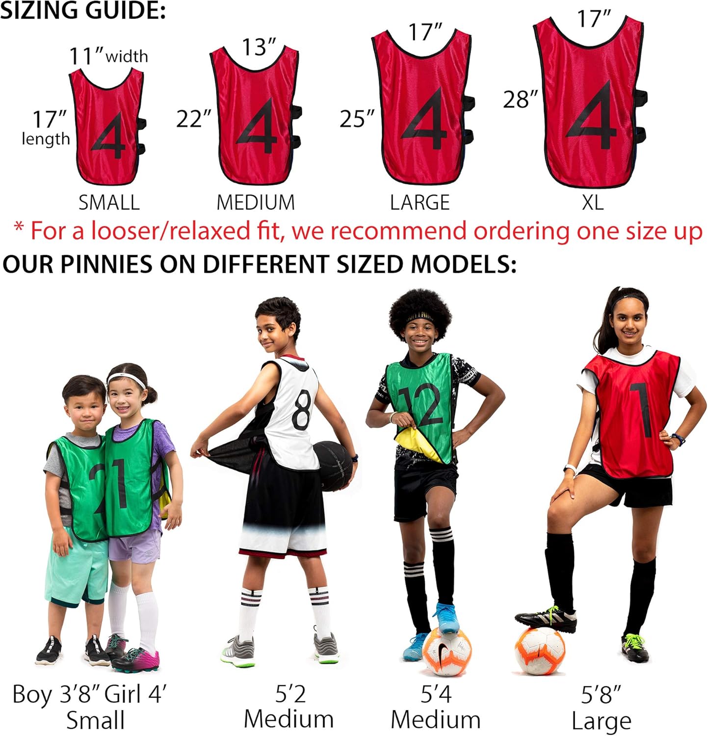 Pinnies – Chalecos de práctica numerados reversibles para fútbol, baloncesto, pruebas, ligas, adultos y niños