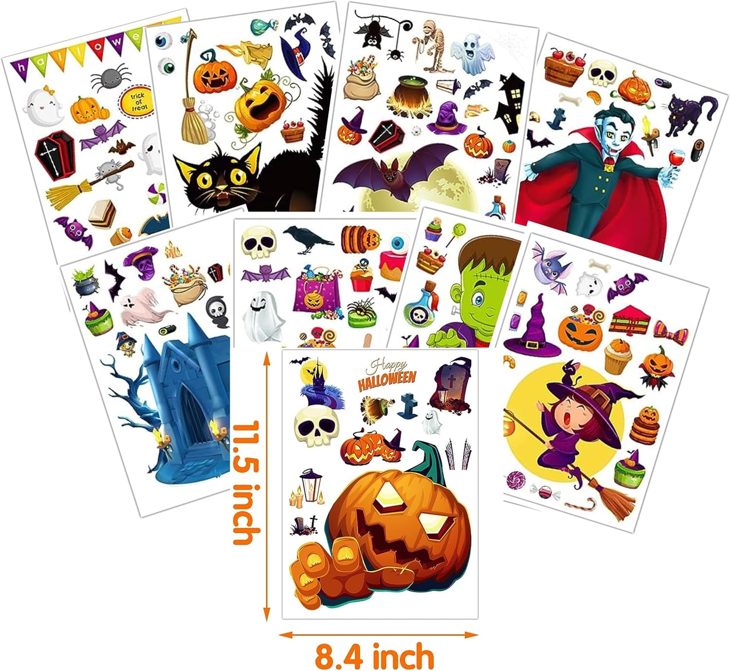 Home Concepts Juego de decoración de baño espeluznante de Halloween que incluye 2 toallas de mano, 1 jabón de manos espumoso y adhesivos decorativos