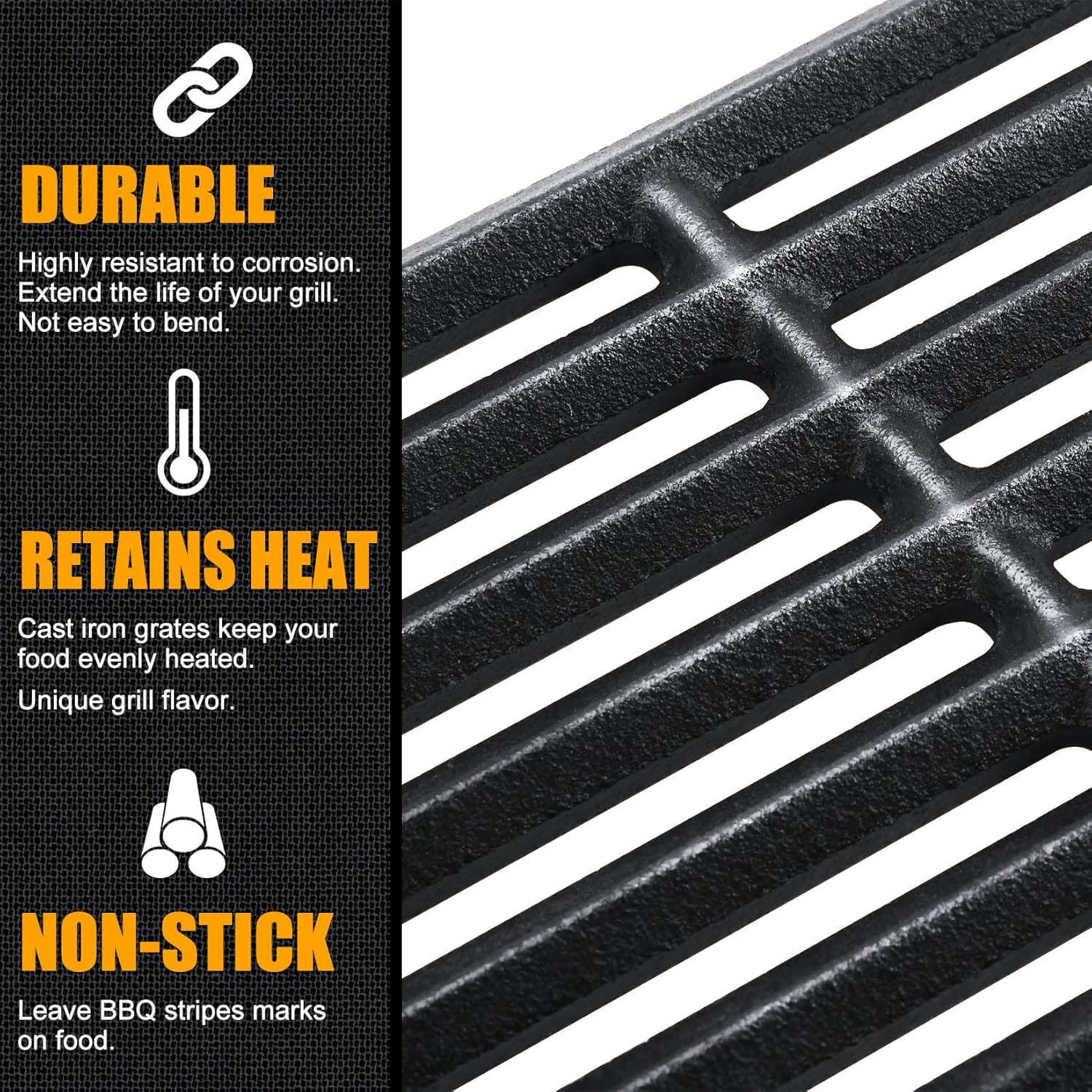 GasSaf Rejillas de hierro fundido de 17 “para parrillas de 3 quemadores infrarrojos Charbroil G466-0025-W1A 463242515 463242516 463243016 463346017