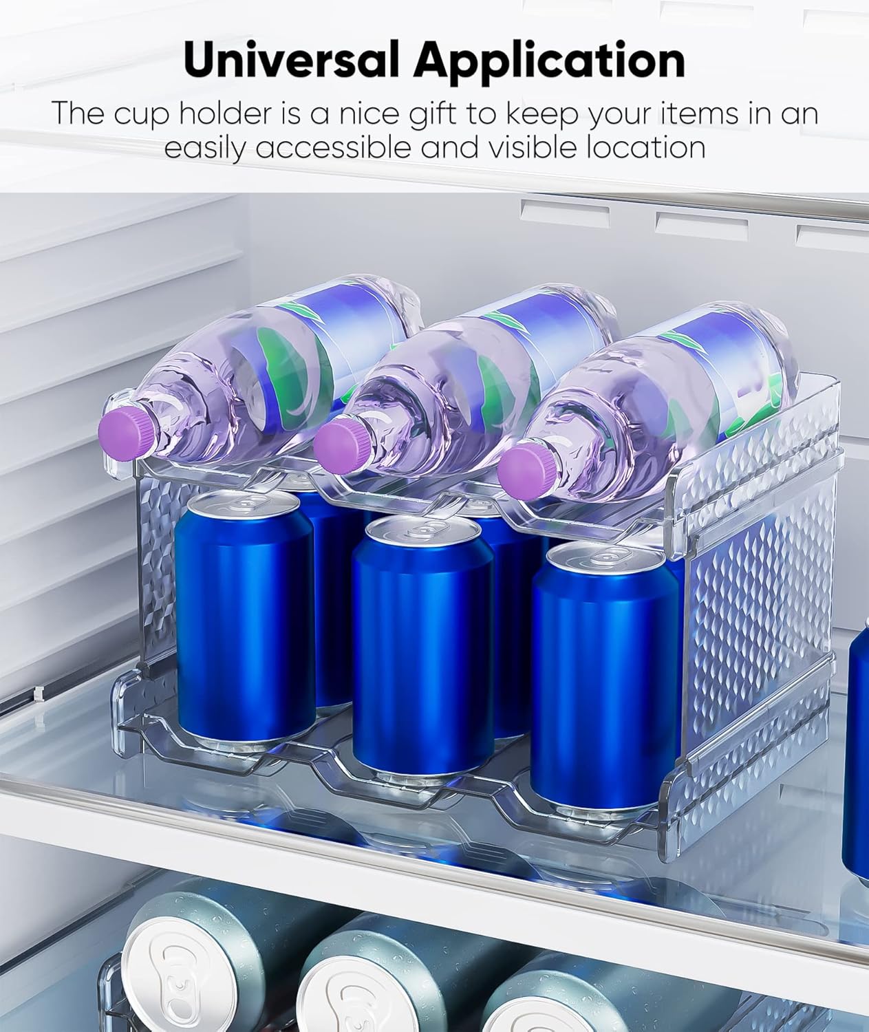Organizador de botellas de agua, soporte apilable para botellas, estante de almacenamiento para gabinete, organizador de almacenamiento de plástico