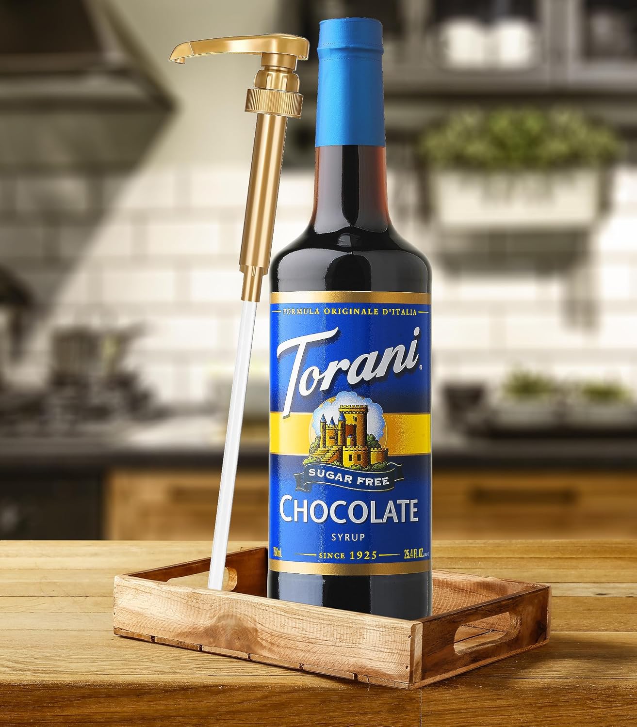 Torani – Jarabe de chocolate sin azúcar con bomba de jarabe Little Squirt, 25.4 onzas