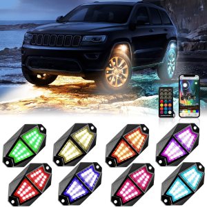 WeiSen Kit de luces LED RGB de 8 vainas, 192 luces LED de neón multicolor Underglow con control remoto y aplicación Bluetooth, modo de música, luz WeiSen Kit de luces LED RGB de 8 vainas, 192 luces LED de neón multicolor Underglow con control remoto y aplicación Bluetooth, modo de música, luz