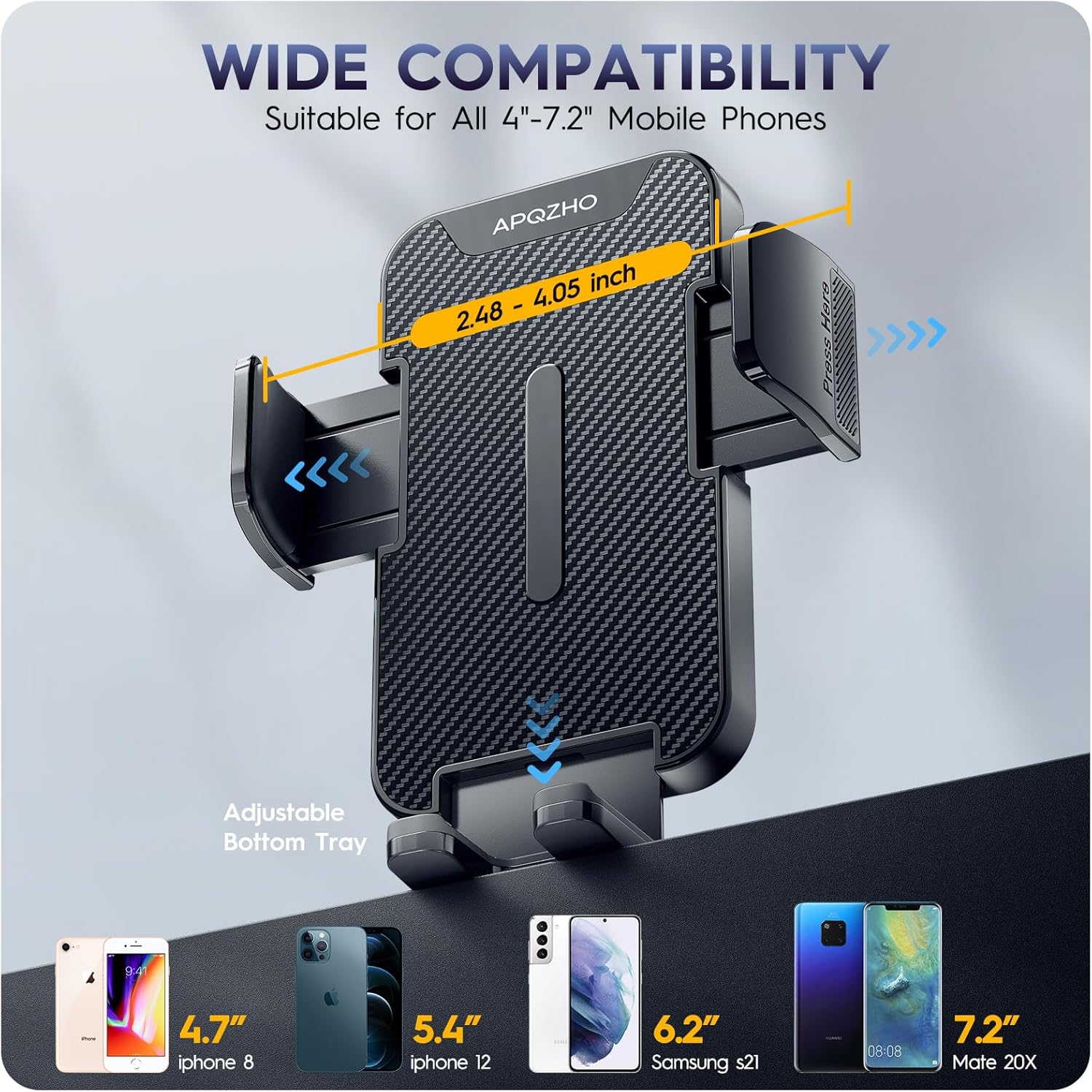 APQZHO Soporte para teléfono de automóvil clip mejorado que nunca se cae Soporte para teléfono celular manos libres para automóvil compatible con