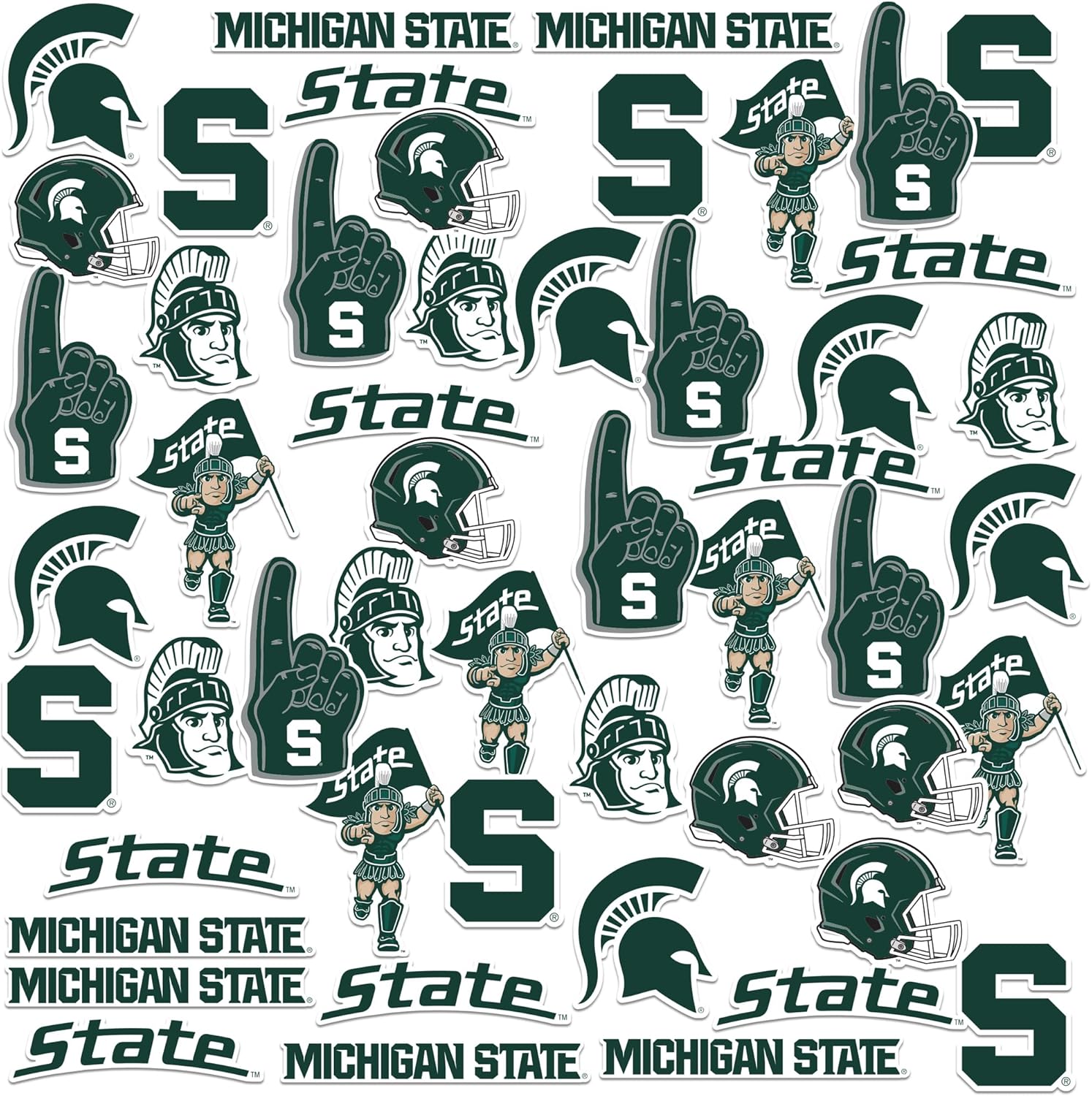 Michigan State University – Paquete variado de 50 calcomanías de vinilo grandes de lujo para laptop, botella de agua, álbumes de recortes, tableta,