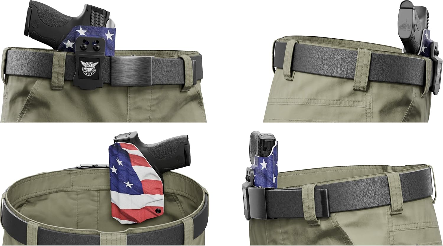 We The People Holsters – Bandera americana – Transporte oculto en la cintura interior – Funda Kydex IWB – Conduccióninclinaciónretención ajustable