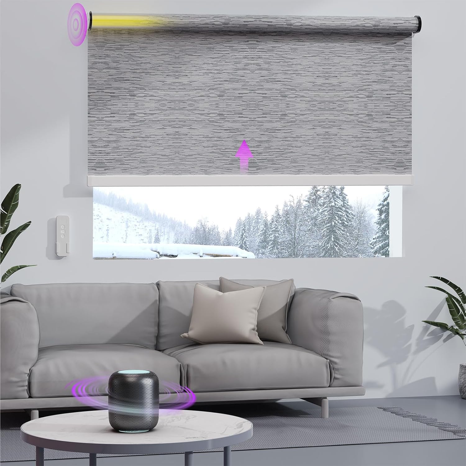 Persianas enrollables motorizadas para ventanas, persianas motorizadas 100 % opacas para oscurecer la habitación, persianas inteligentes sin cordón