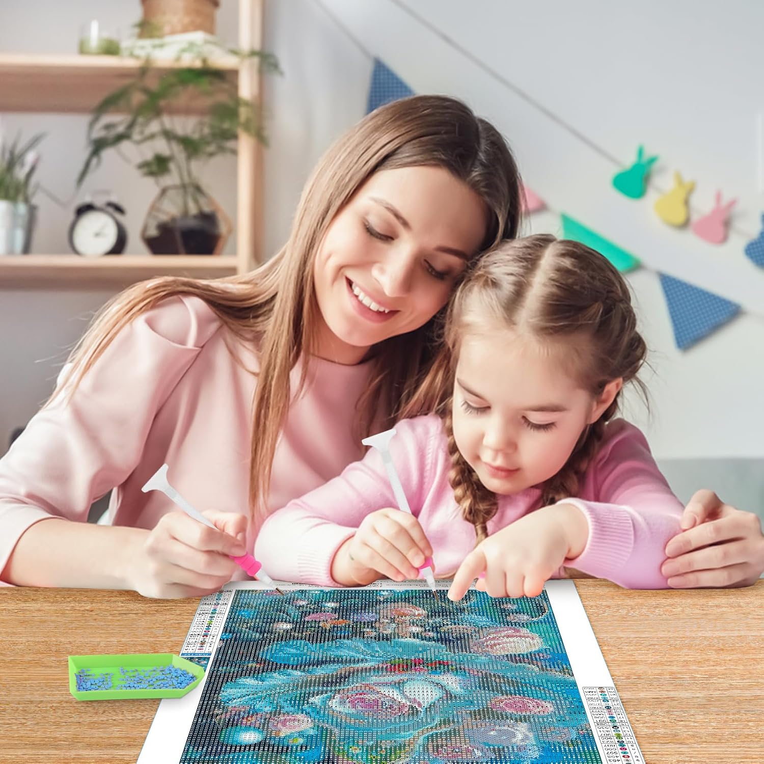 MOGTAA Kits de pintura de diamantes de flores para adultos, kits de arte de diamantes de perlas de taladro completo para niños principiantes, kit de