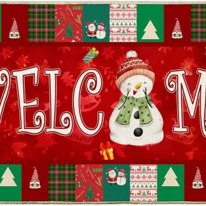 Tapete de Navidad de bienvenida de Navidad para puerta delantera, tapete de Navidad con muñeco de nieve de Feliz Navidad, tapete antideslizante para Tapete de Navidad de bienvenida de Navidad para puerta delantera, tapete de Navidad con muñeco de nieve de Feliz Navidad, tapete antideslizante para