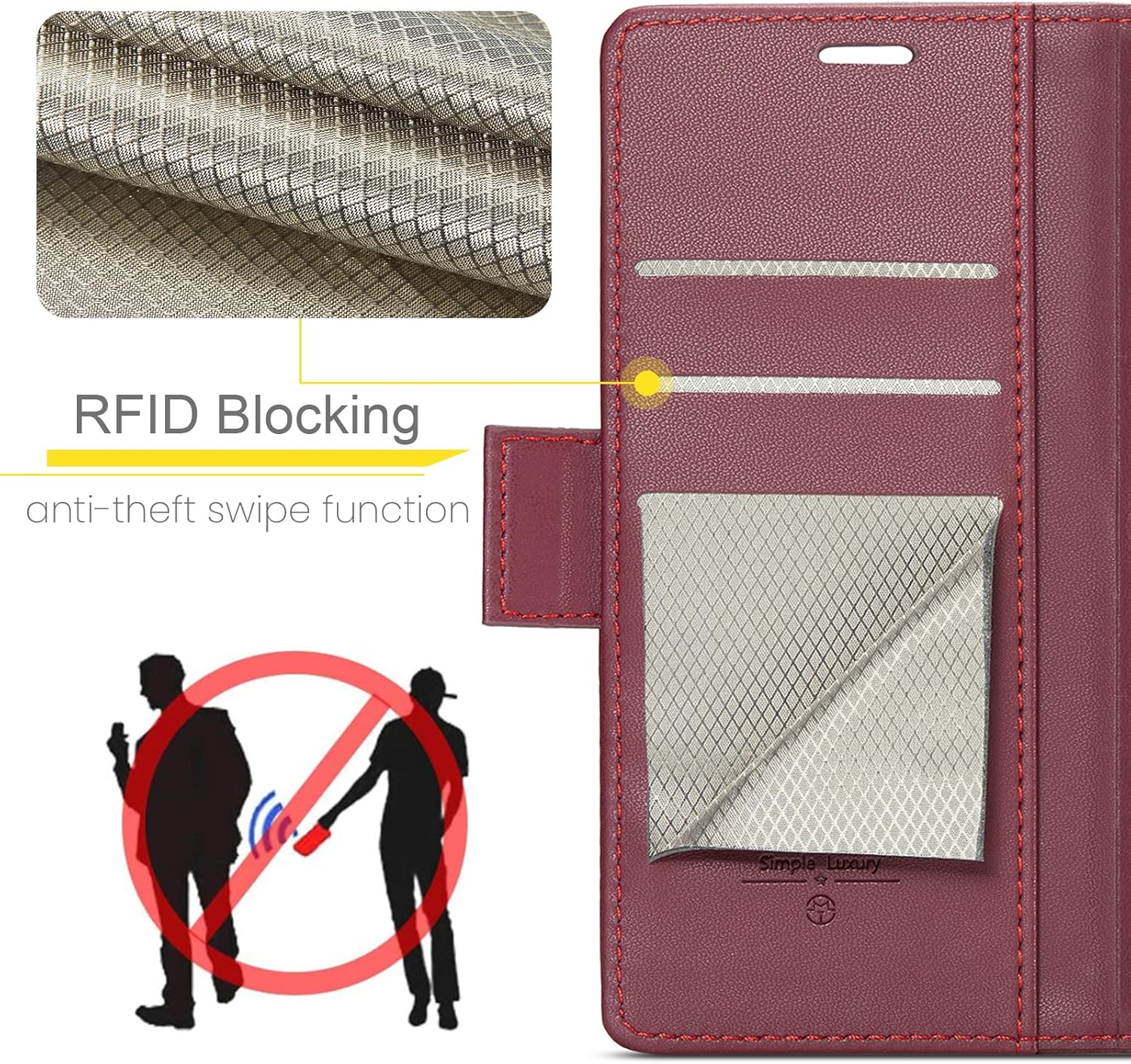 Funda compatible con iPhone 678SE 2020SE3 con soporte para tarjetas de bloqueo RFID, funda de piel con función atril para iPhone 678SE 2020SE 3 de