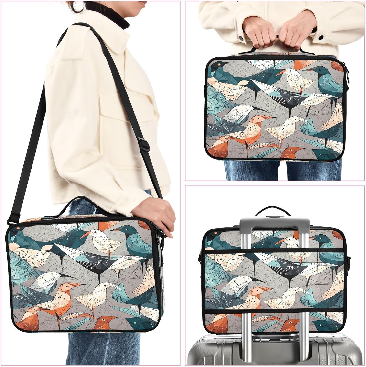 Bird Origami Amarillo Azul Verde Naranja Bolsa de Cosméticos Viaje Viaje Maquillaje Bolsa de Maquillaje Mujer Bolsa de Maquillaje Grande Bolsa