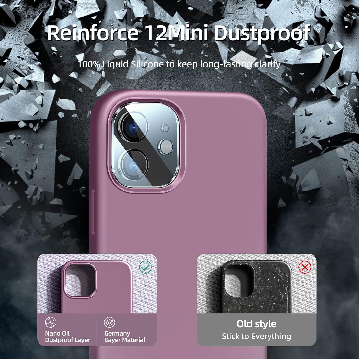 Dssairo Funda 5 en 1 para iPhone 12 Mini 5.4, con 2 protectores de pantalla + 2 protectores de lente de cámara, funda protectora delgada de silicona