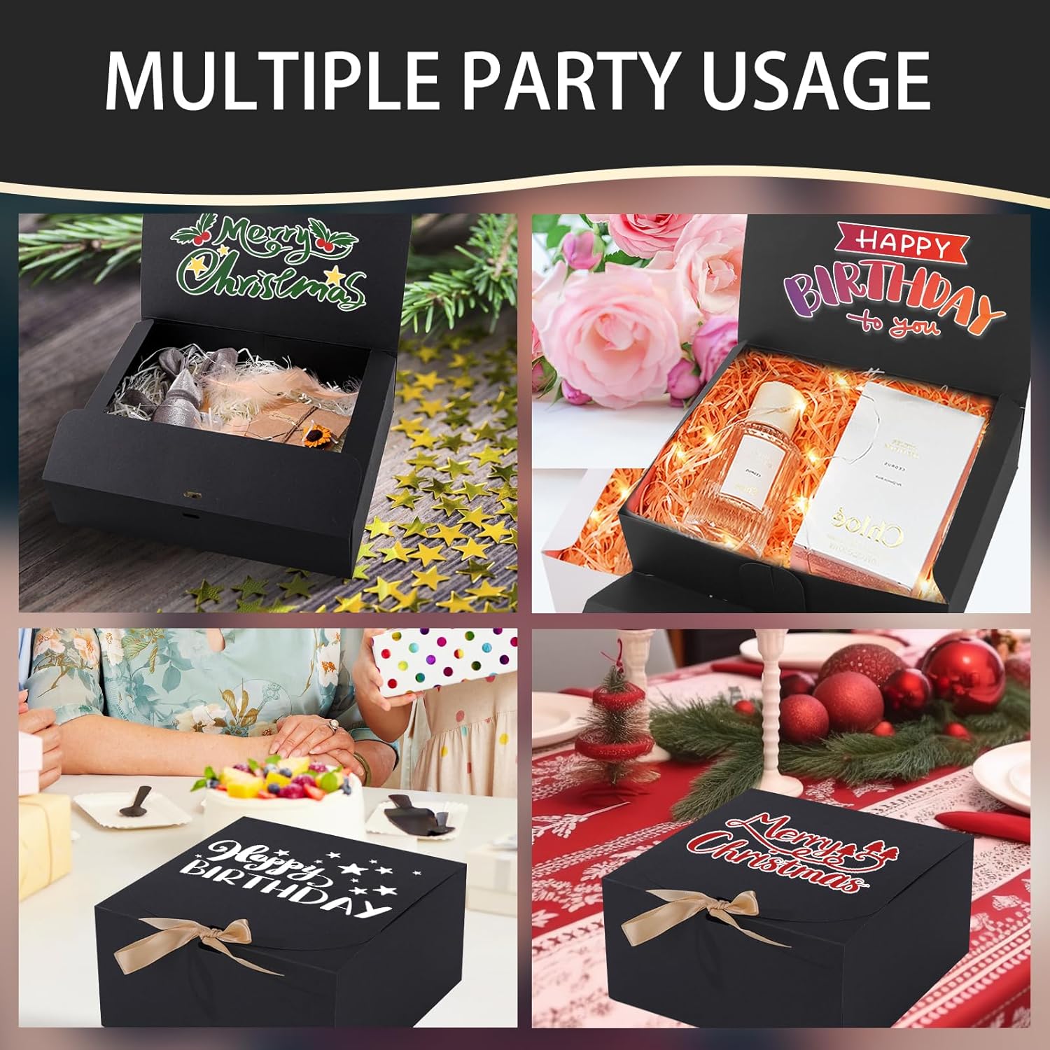 Paquete de 12 cajas de regalo con tapas, cajas de regalo con tapas a granel, caja de propuesta de dama de honor con cinta, cajas de regalo para
