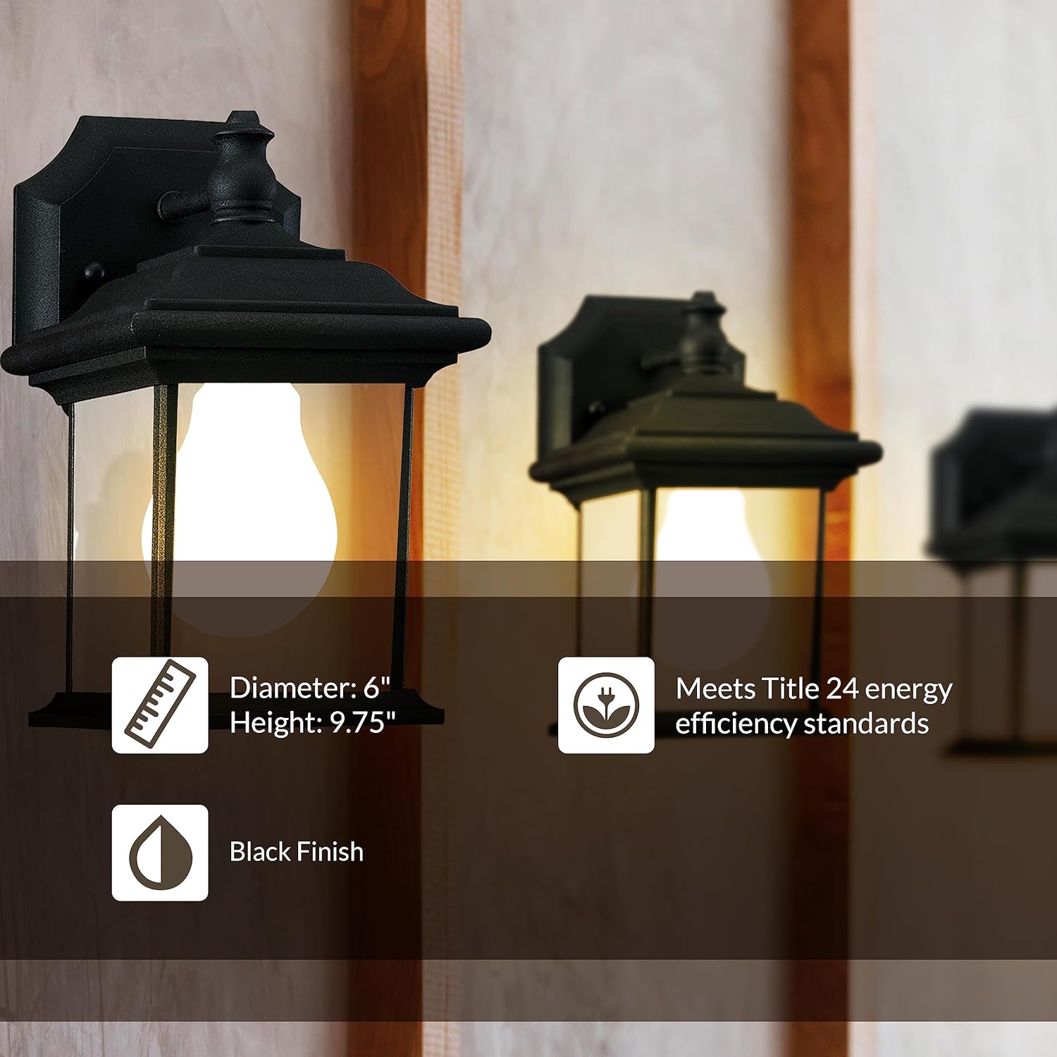 Sea Gull Lighting Generation 89101-12 – Farol de pared transitorio para exteriores de Seagull-Wynfield Collection en acabado negro, 10 pulgadas
