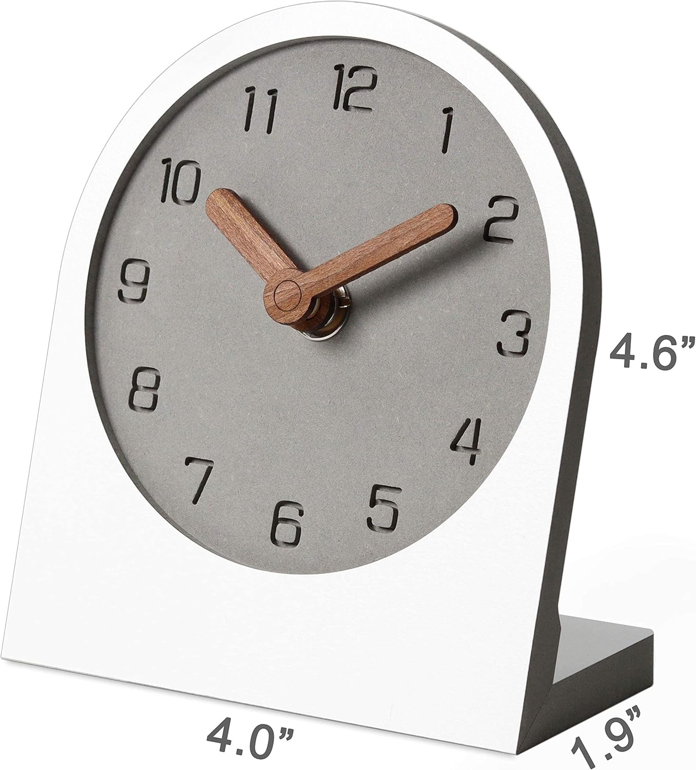mooqs Reloj de madera silencioso sin tictac, funciona con pilas, decorativo, pequeño, analógico, moderno, para escritorio, mesa, mesa, reloj para el
