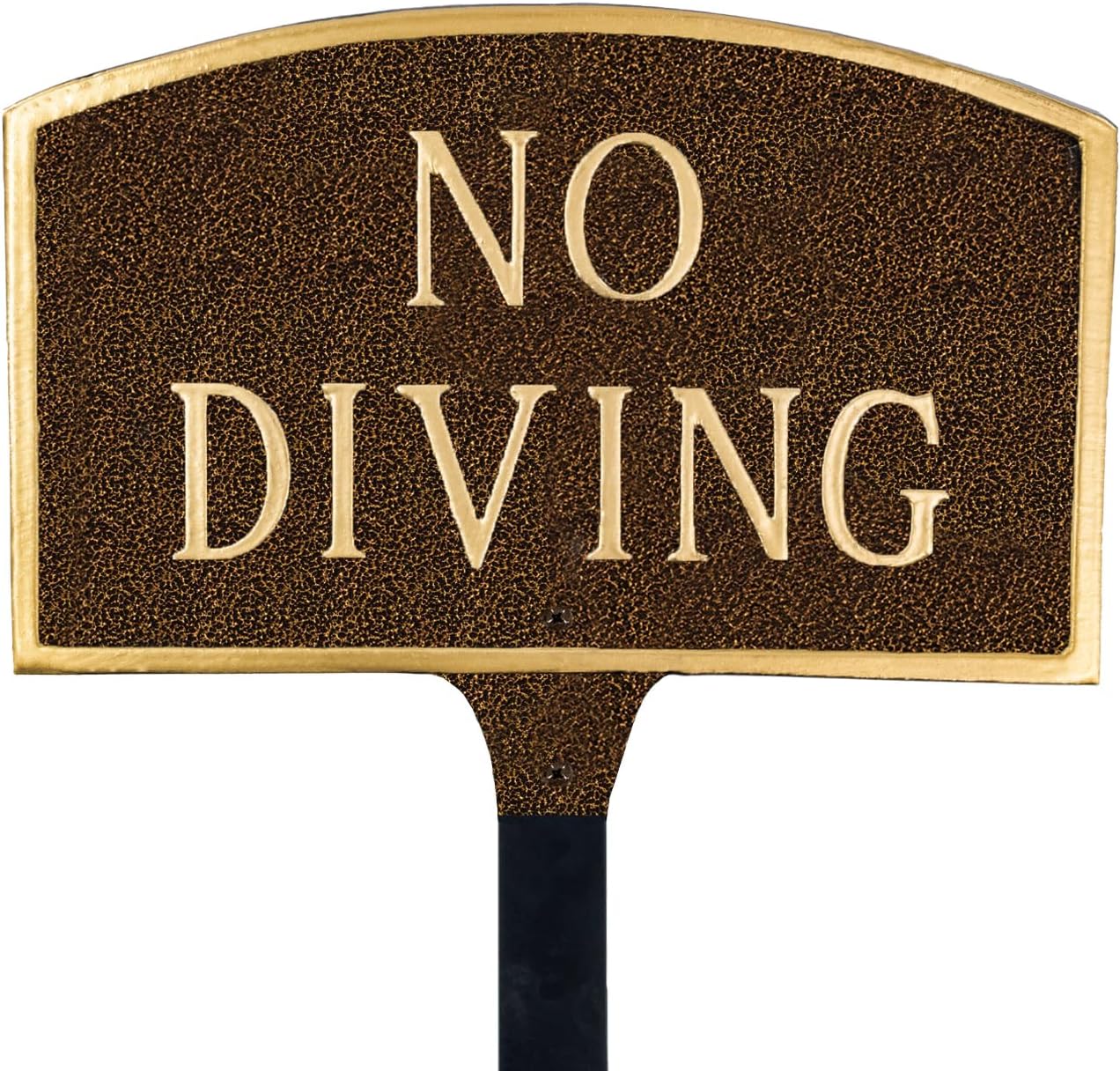 Letrero de placa con texto en inglés “No Diving Arch” – Letrero de piscina – Letrero de advertencia de piscina – Letrero de no buceo para piscina –