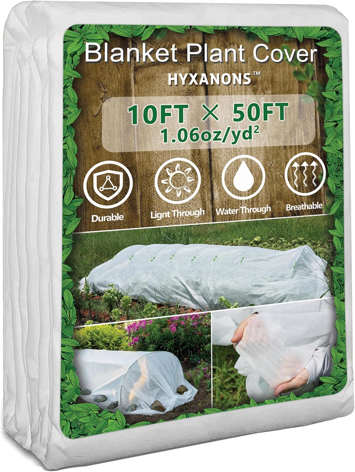 10 cubiertas para plantas de 50 pies, protección contra la congelación, 1.06 ozyd, tela flotante grande y gruesa para protección contra heladas de