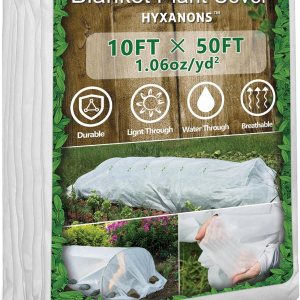 10 cubiertas para plantas de 50 pies, protección contra la congelación, 1.06 ozyd, tela flotante grande y gruesa para protección contra heladas de 10 cubiertas para plantas de 50 pies, protección contra la congelación, 1.06 ozyd, tela flotante grande y gruesa para protección contra heladas de