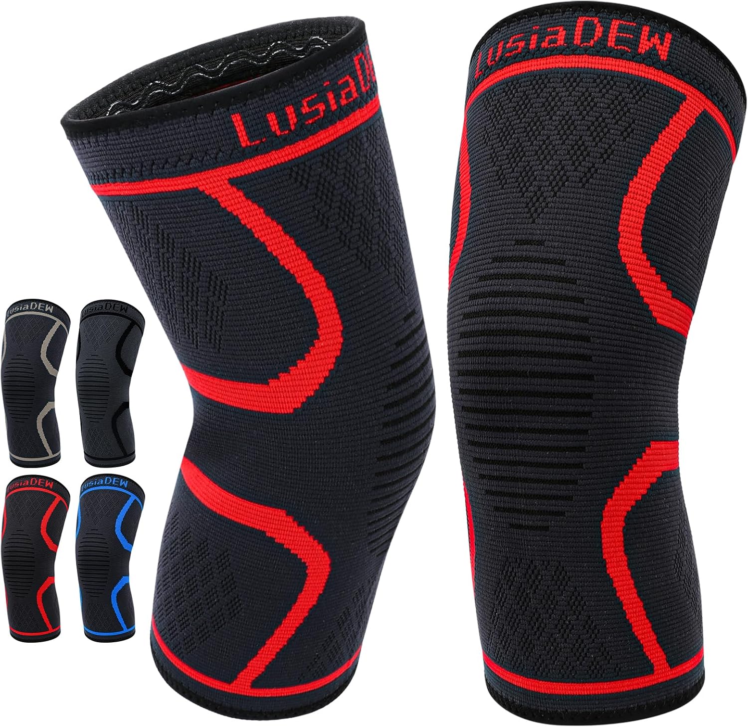 Paquete de 2 rodilleras para dolor de rodilla, manga de compresión de rodilla para hombres y mujeres, soporte de rodilla para correr, baloncesto,