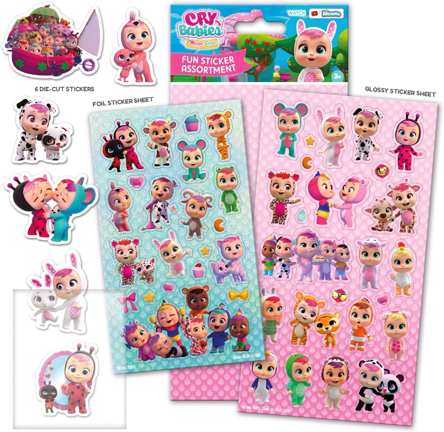 01.70.31.023 Paquete surtido de bebés llorones  Incluye 3 tipos de pegatinas  Perfecto para decoración y álbum de recortes