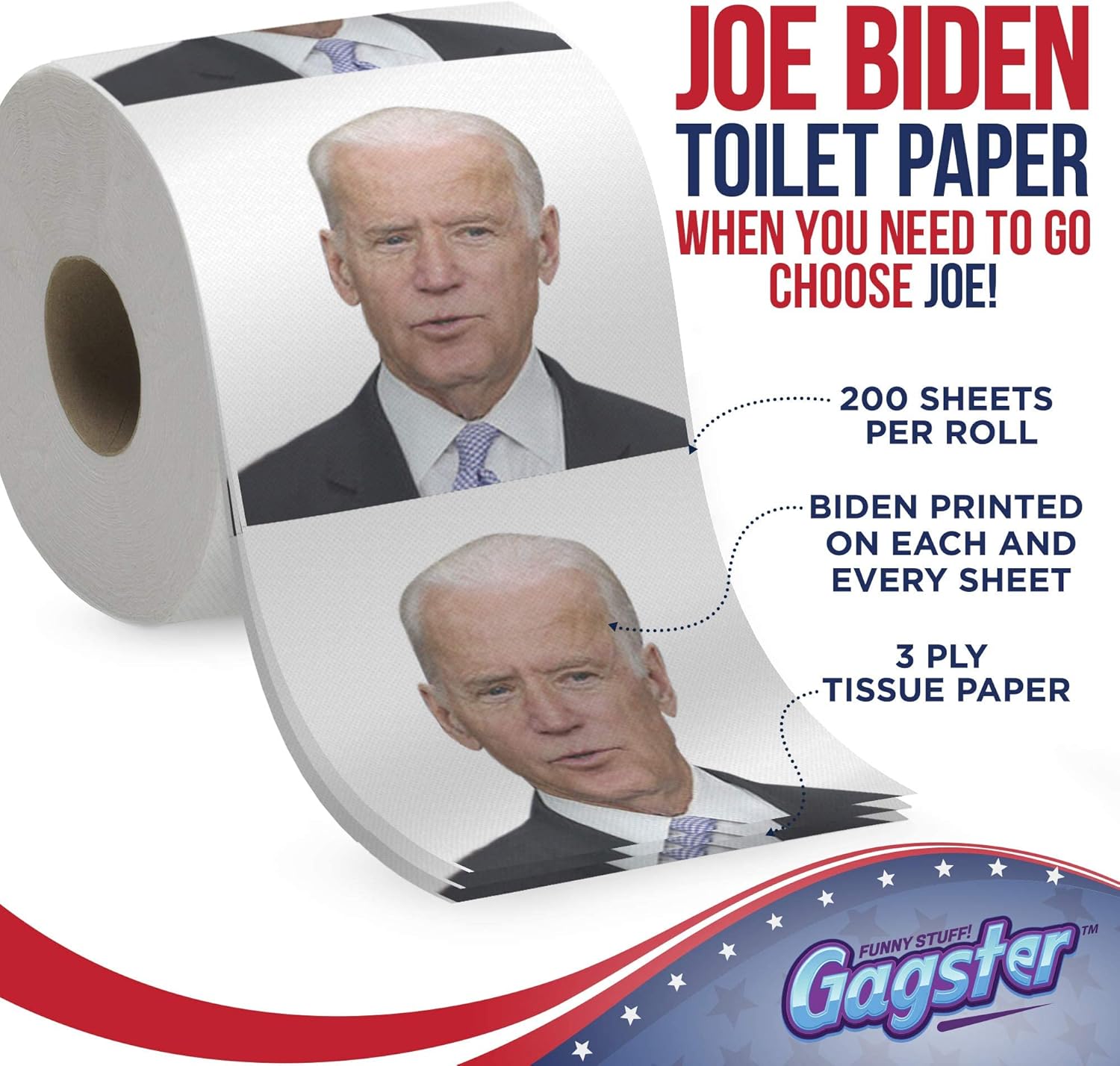 Political Leaders – Juego de rollos de papel higiénico de 3 capas con Biden, Kamala, Obama y Alexandria Ocasio-Cortez, 200 hojas por rollo,
