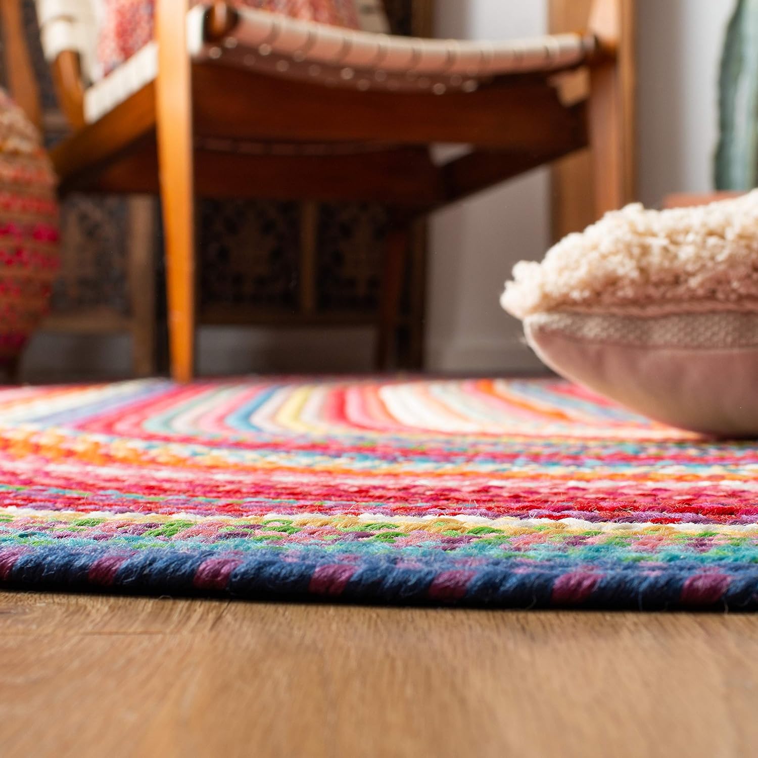 SAFAVIEH Braided Collection BRD316A – Alfombra ovalada reversible de 4 x 6 pies, hecha a mano, multicolor