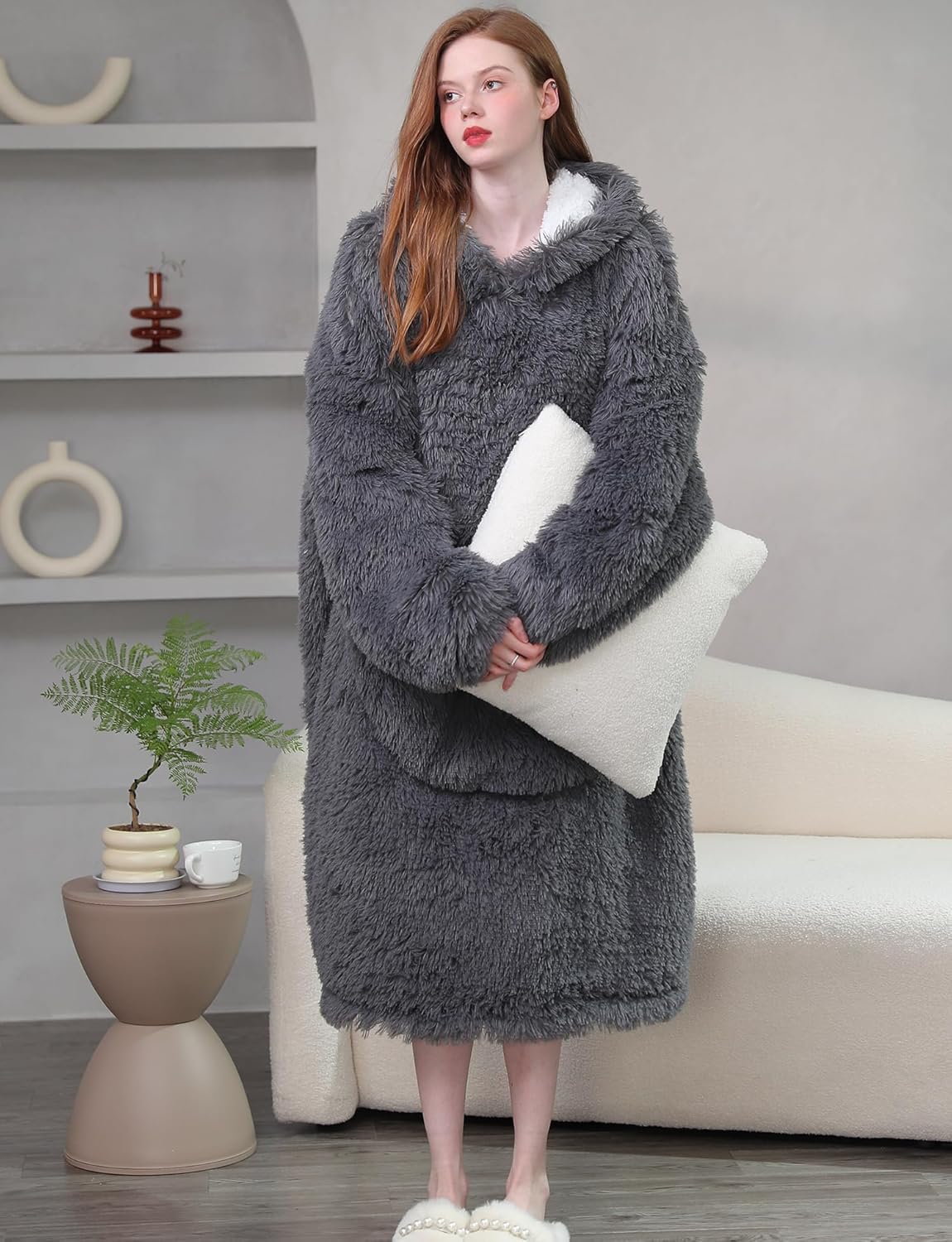 Sudadera con capucha de invierno de gran tamaño, suave y cálida, forro polar Sherpa con capucha para hombres, mujeres y adolescentes