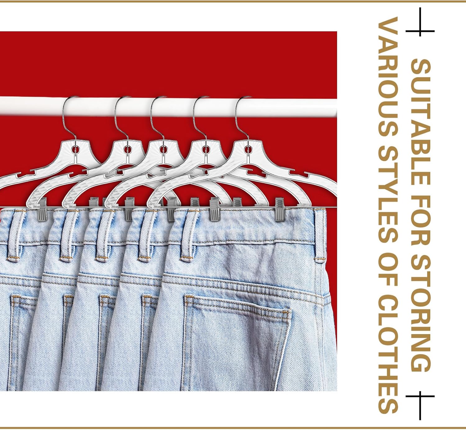 Wesiti Paquete de 60 perchas transparentes para ropa a granel de 17 pulgadas, perchas de plástico con corte de cristal, perchas para abrigos,
