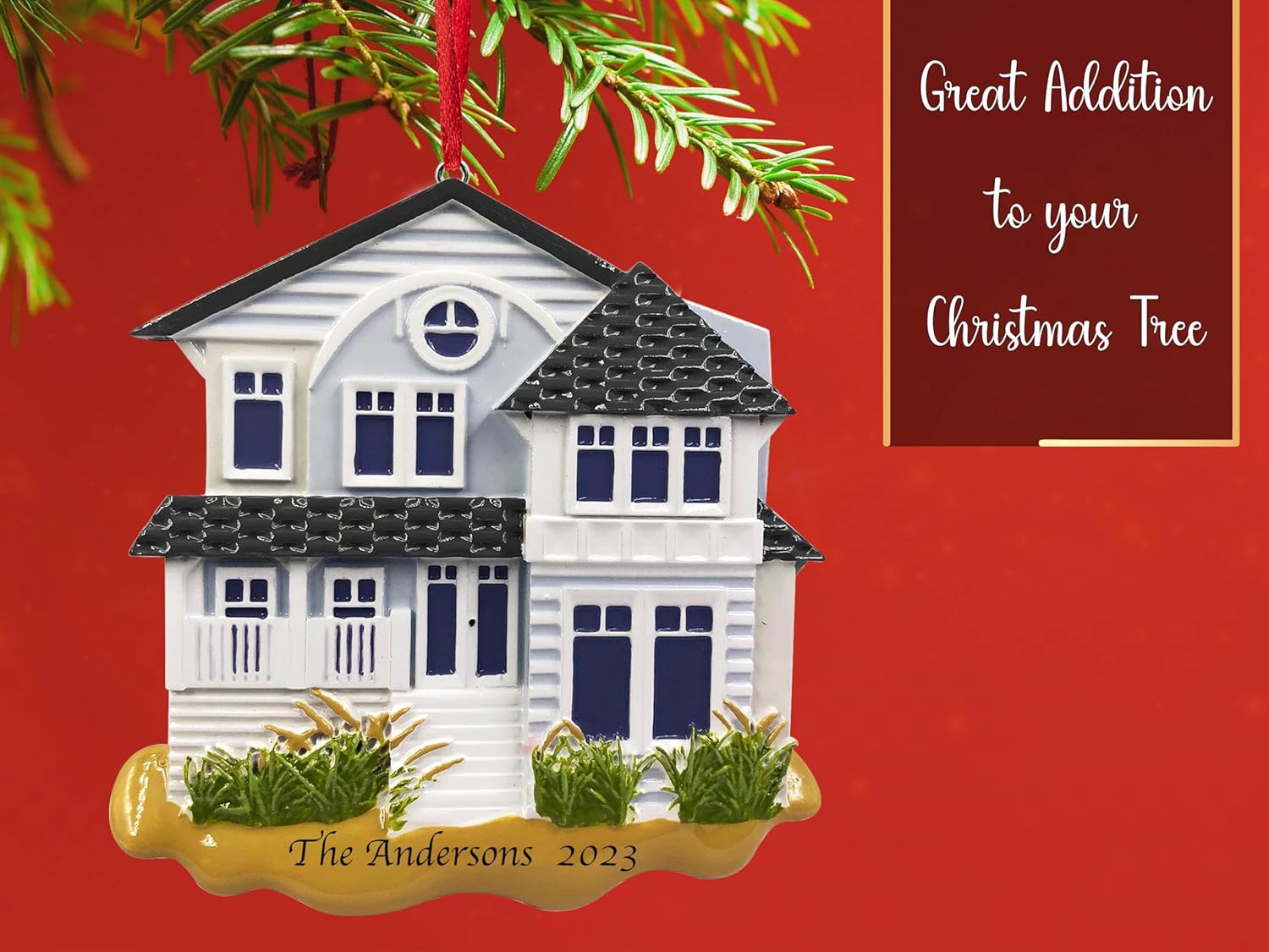 Adorno de Navidad personalizado para casa de playa 2023  Casa de vacaciones de verano con arena para árbol de Navidad  Nueva casa de playa con