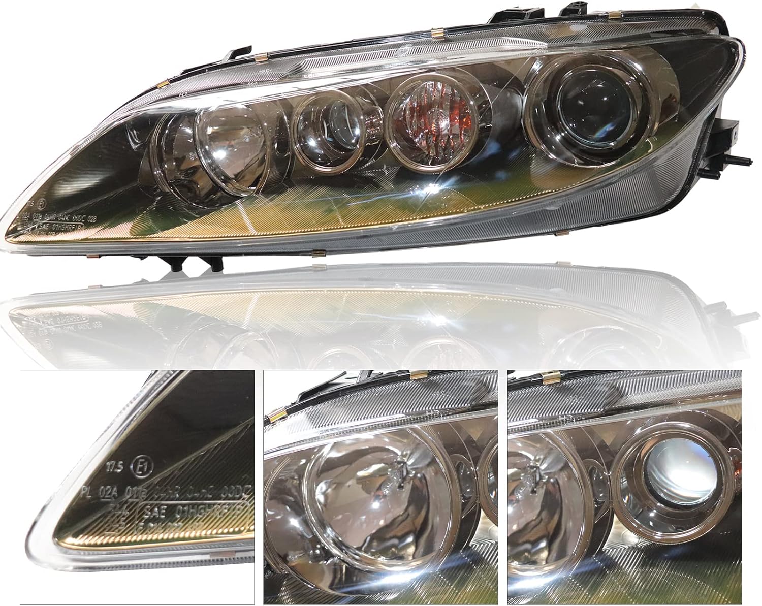 TBVECHI Para 2006 2007 2008Mazda 6 Conjunto de faros delanteros halógenos Reemplazo del lado izquierdo del conductor, lente transparente de carcasa
