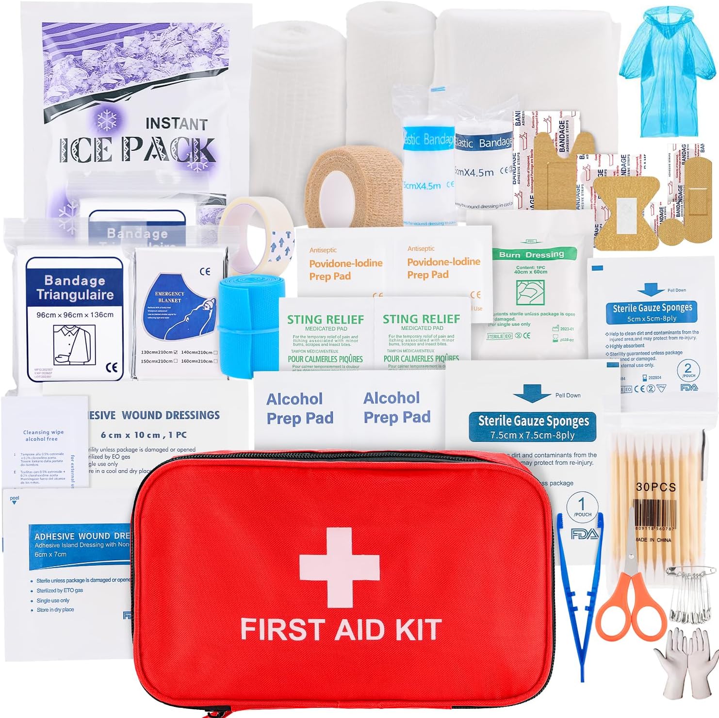 VITUU Kit de primeros auxilios de emergencia, impermeable, kit de primeros auxilios de viaje para el hogar, camping, senderismo, deportes, oficina,