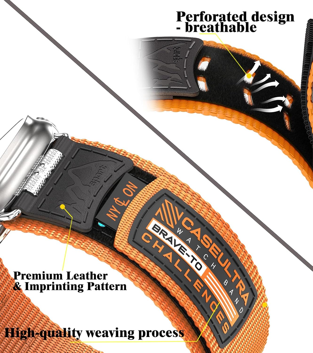 Correa deportiva de nailon compatible con Apple Watch Band de 1.61 pulgadas, 1.57 pulgadas, 1.50 pulgadas, correa militar para hombres, para iWatch