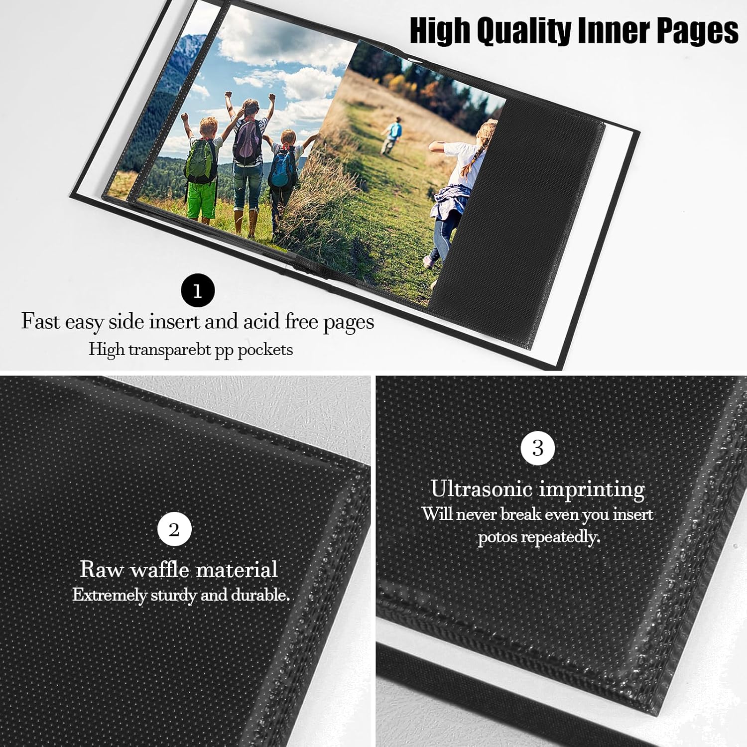 Álbum de fotos de 2 piezas de 8 x 10 pulgadas con capacidad para 72 fotos, cubierta de lino de 8 x 10 pulgadas con ventana frontal, 72 bolsillos
