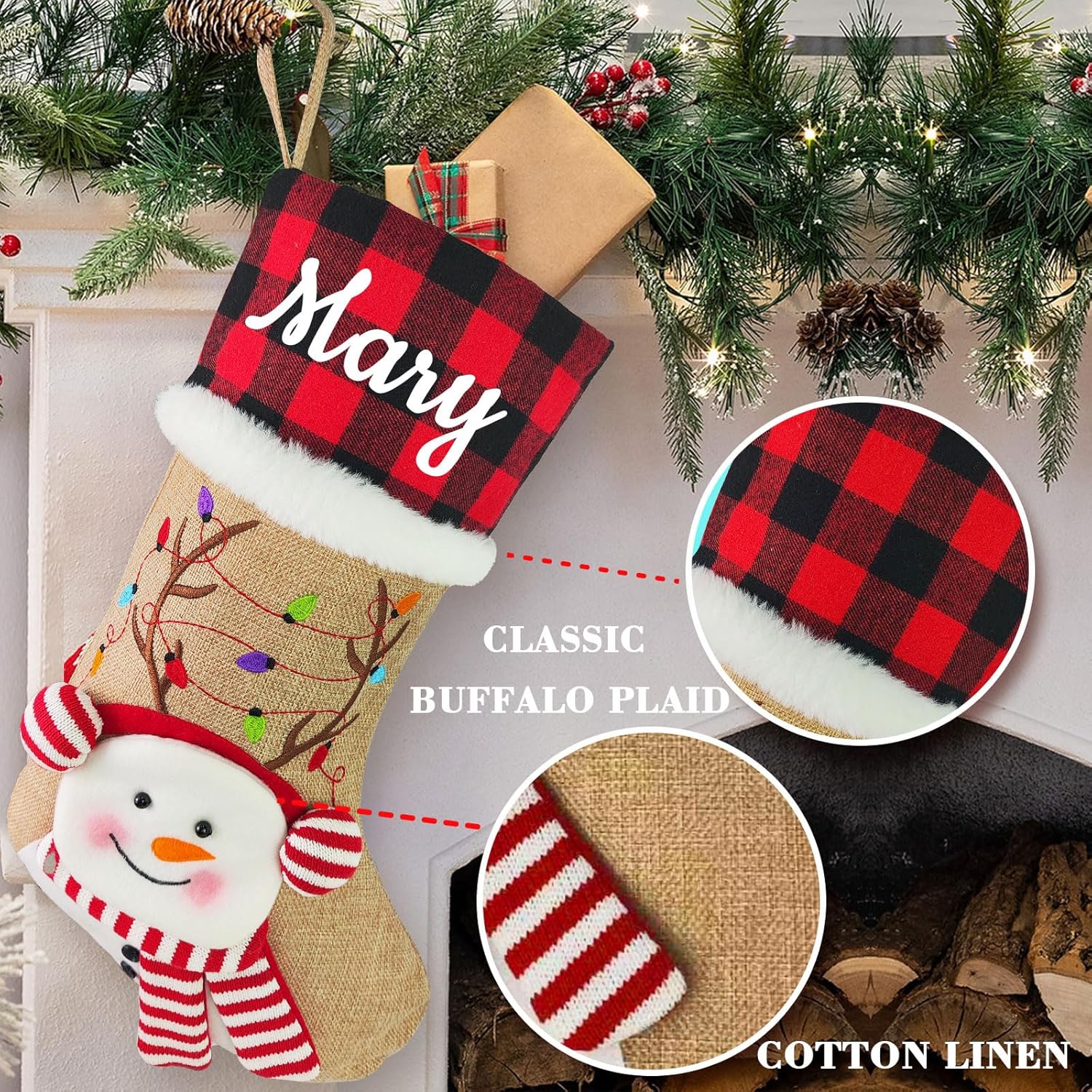 Calcetín de Navidad personalizado con nombre, medias de Navidad personalizadas, regalos de decoración de Navidad personalizados para familiares y
