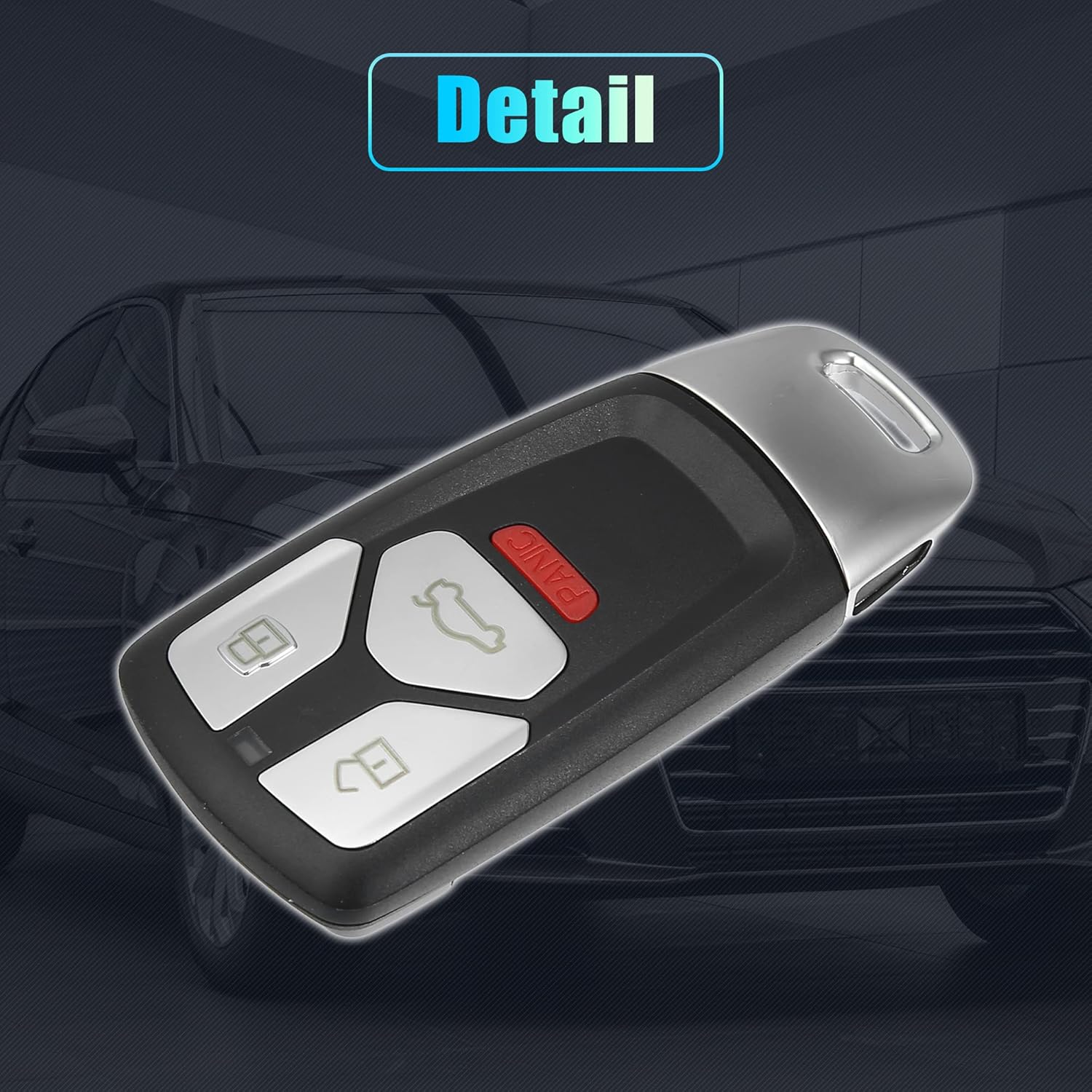 X AUTOHAUX Funda de repuesto para llavero inteligente de 4 botones sin llave para Audi A4 A5 Q7 TT Quattro 2017-2019 con hoja sin chip