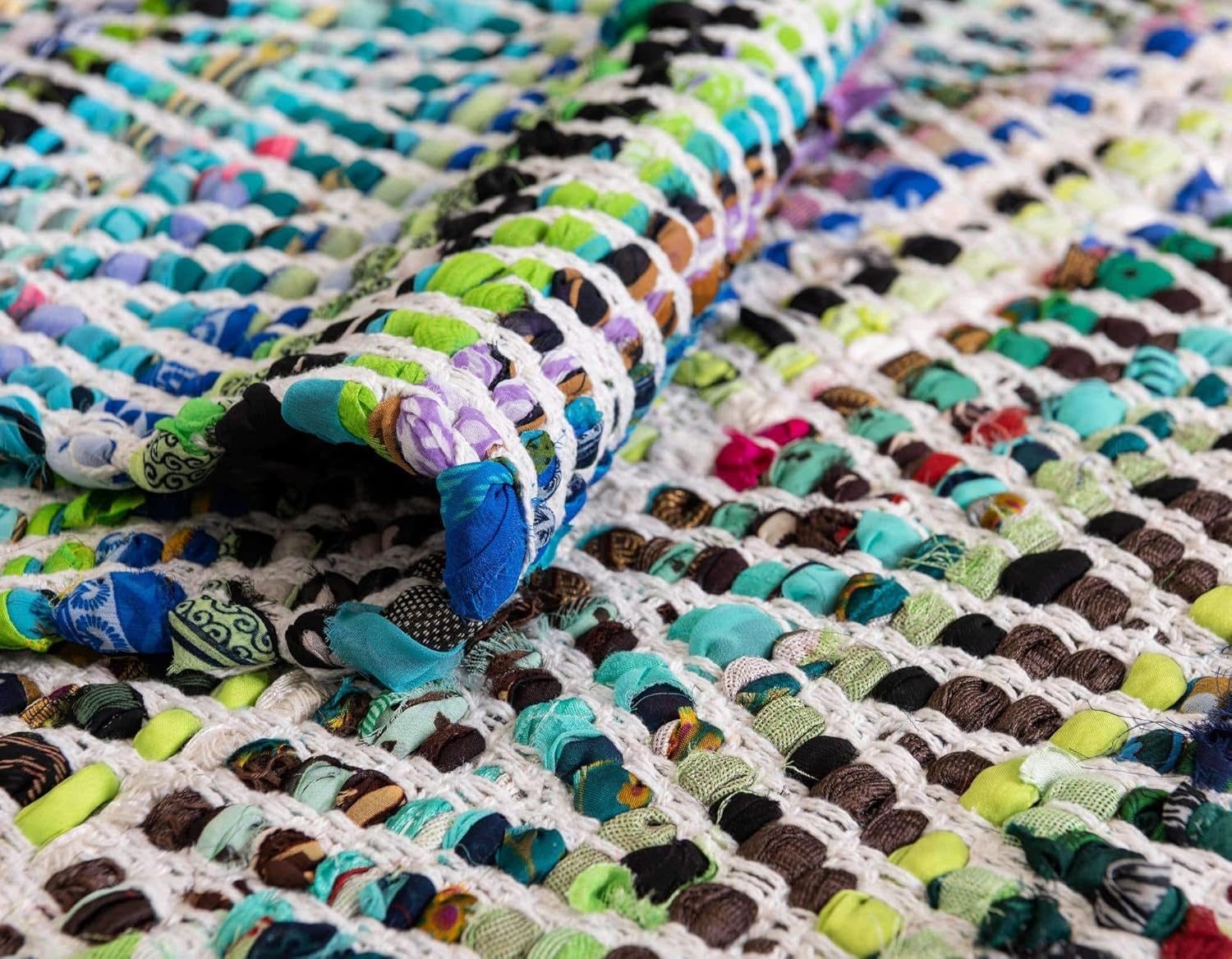Unique Loom Chindi Chevron Collection – Alfombra rectangular de 4 pies 1 pulgada x 6 pies 1 pulgada, color verde y marfil
