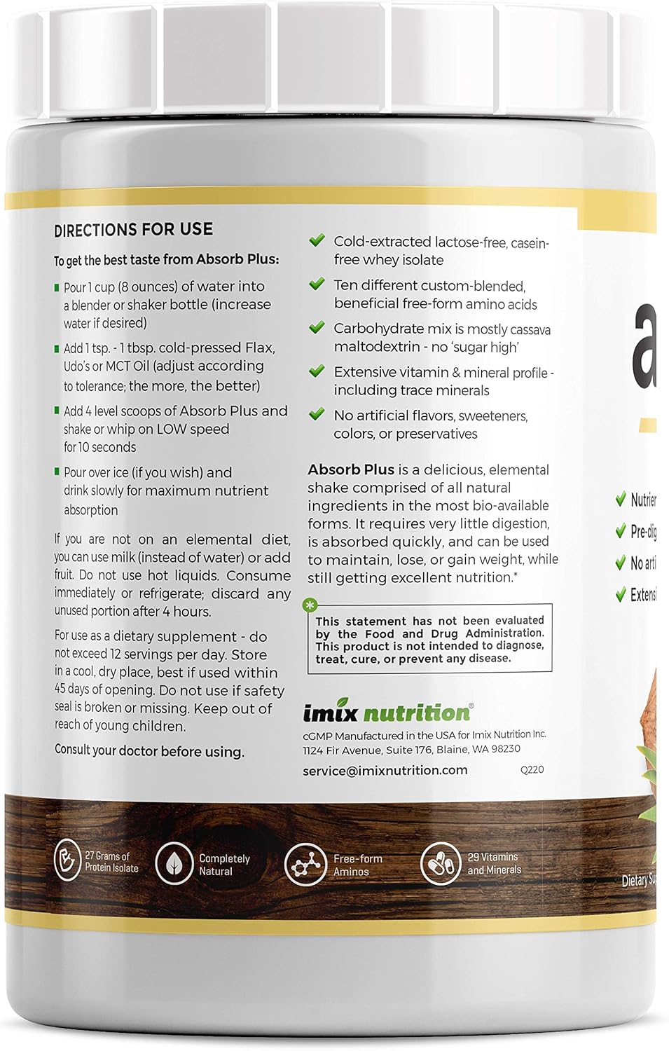 Isolate Protein – Suplemento dietético para mejorar la salud intestinal, apoyo nutricional adicional, todos los ingredientes naturales, sin OMG, sin