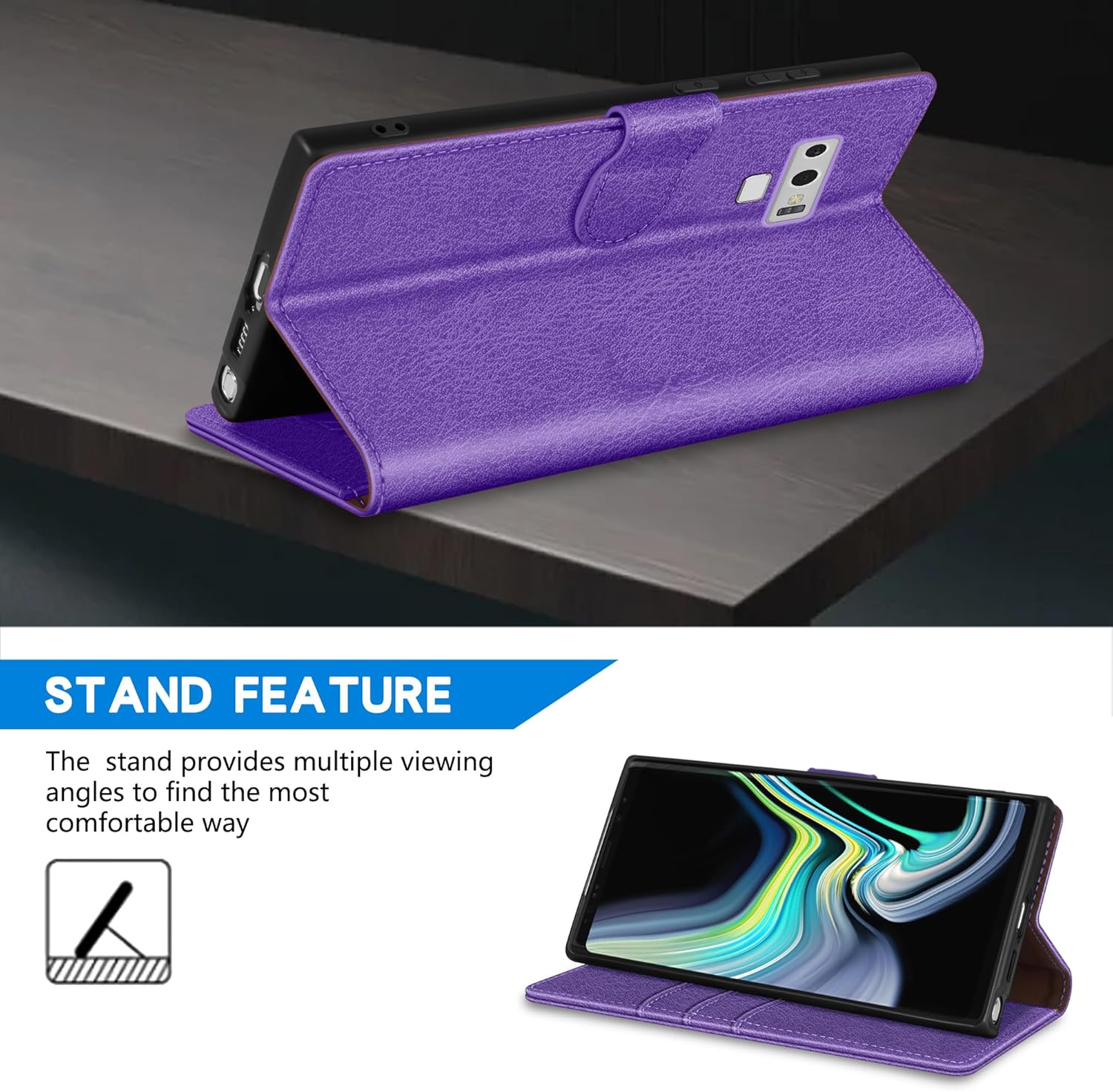 ZZXX Funda tipo cartera para Samsung Galaxy Note 9 con bloqueo RFID, ranura para tarjetas, función atril, cierre magnético, funda protectora de