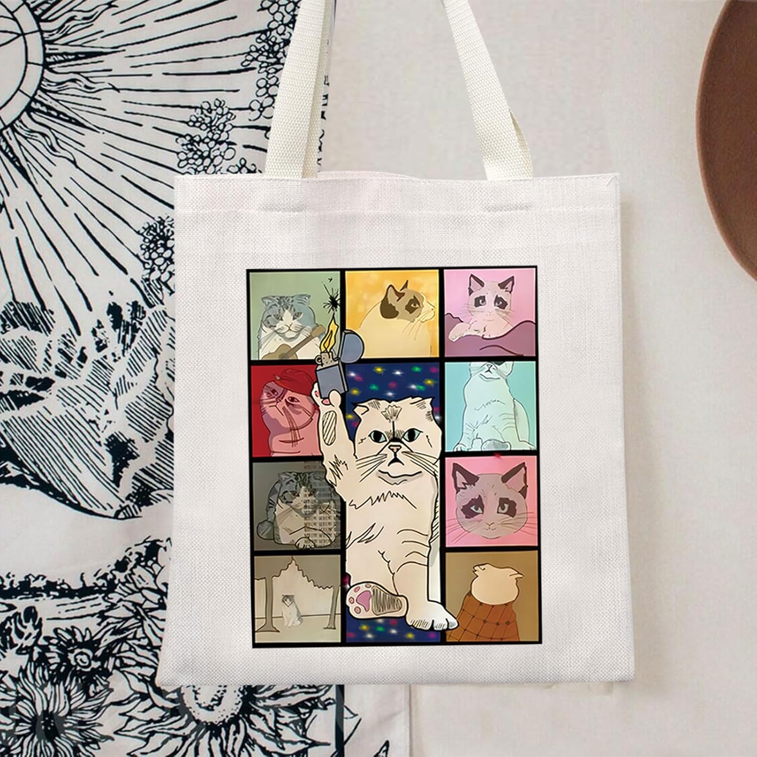 TOBGBE Bolsa de lona de viaje estética de música para cantante, cubierta de álbum, mercancía de regalo para los amantes de la música, Blanco sucio