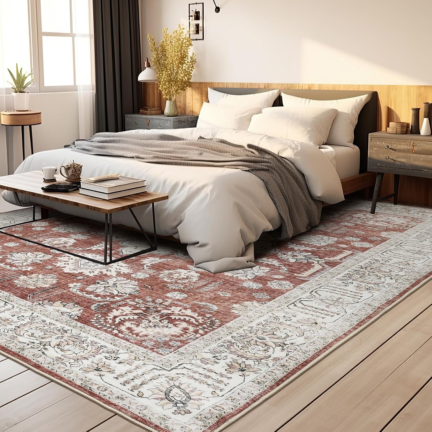 Cochyean Alfombras de área de 5 x 7 pies para sala de estar, alfombra supersuave y lavable, resistente a las manchas, antideslizante, decoración