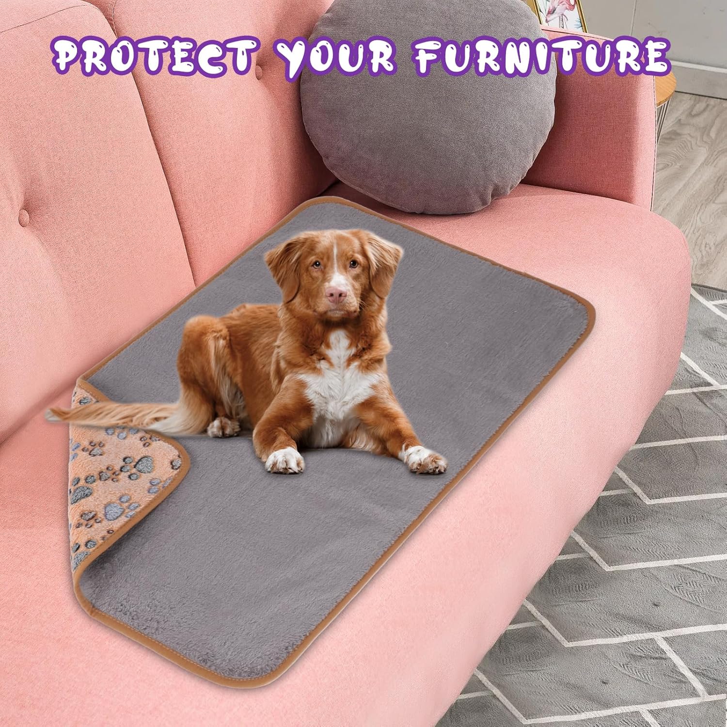YUEPET Mantas impermeables para perros, paquete de 6 mantas lavables para perros para cama, sofá, protector de forro polar de franela para