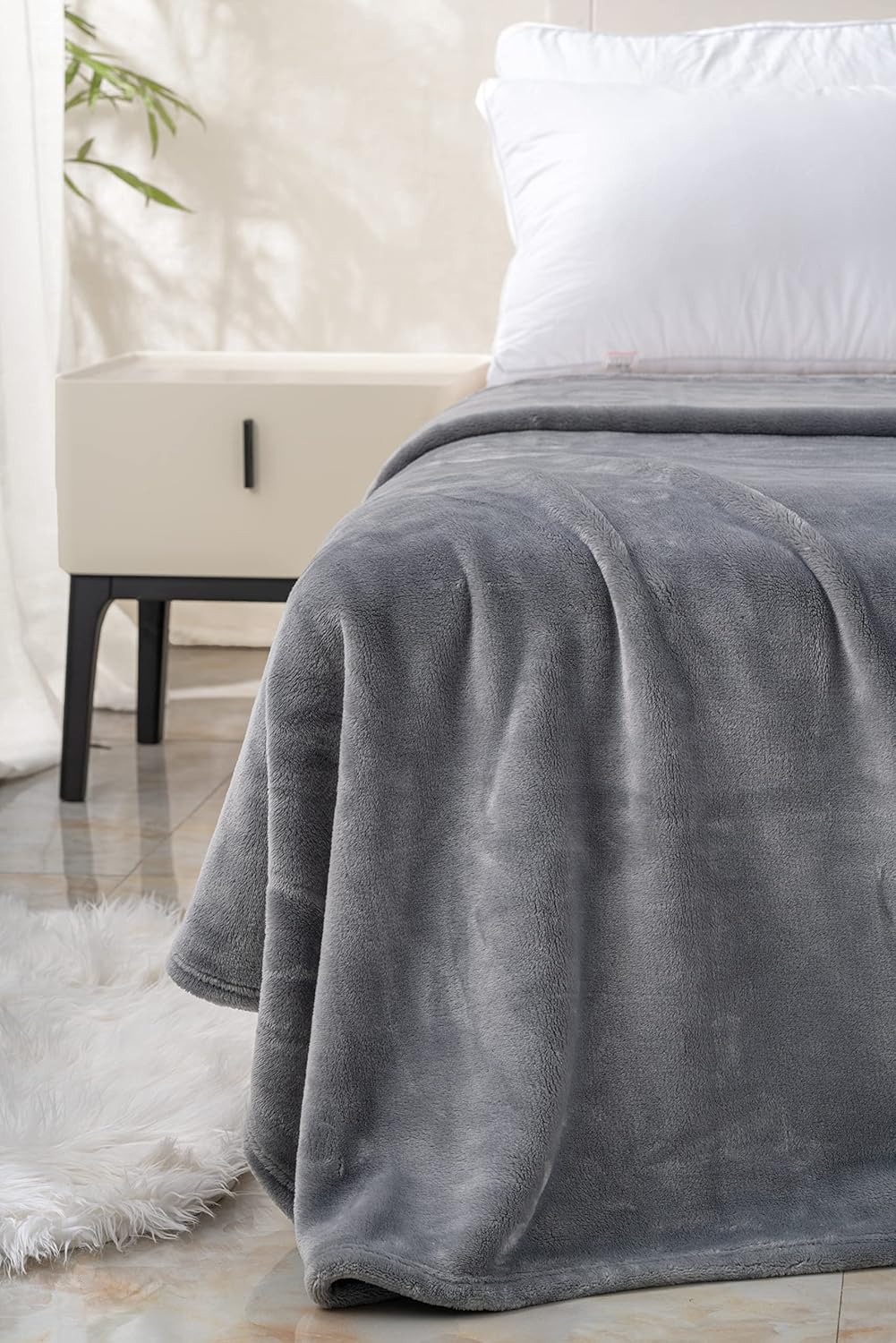 Manta de franela de felpa, acogedora, cálida, cómoda, suave, para otoño, para sofá, silla, cama, campamento y viajes, tamaño de la manta (gris