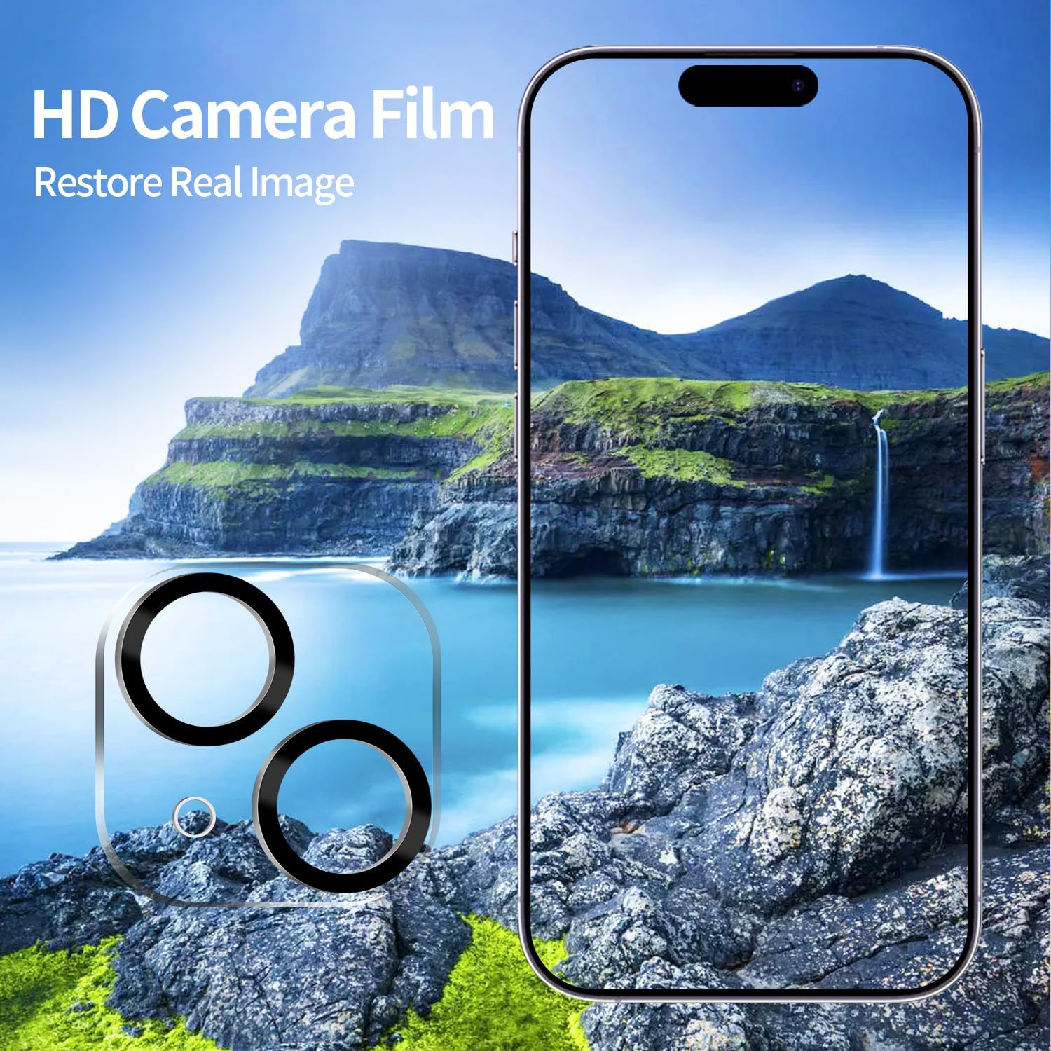 Pehael Paquete de 2+2 Protector de pantalla de privacidad para iPhone 15 Plus con protector de lente de cámara, cobertura completa, película de