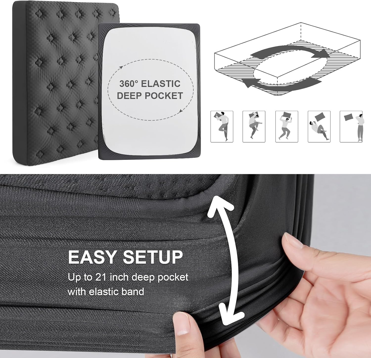 Hansleep Cubrecolchón de espuma viscoelástica California King, funda de colchón Cal King con bolsillo profundo, cubrecolchón transpirable con espuma