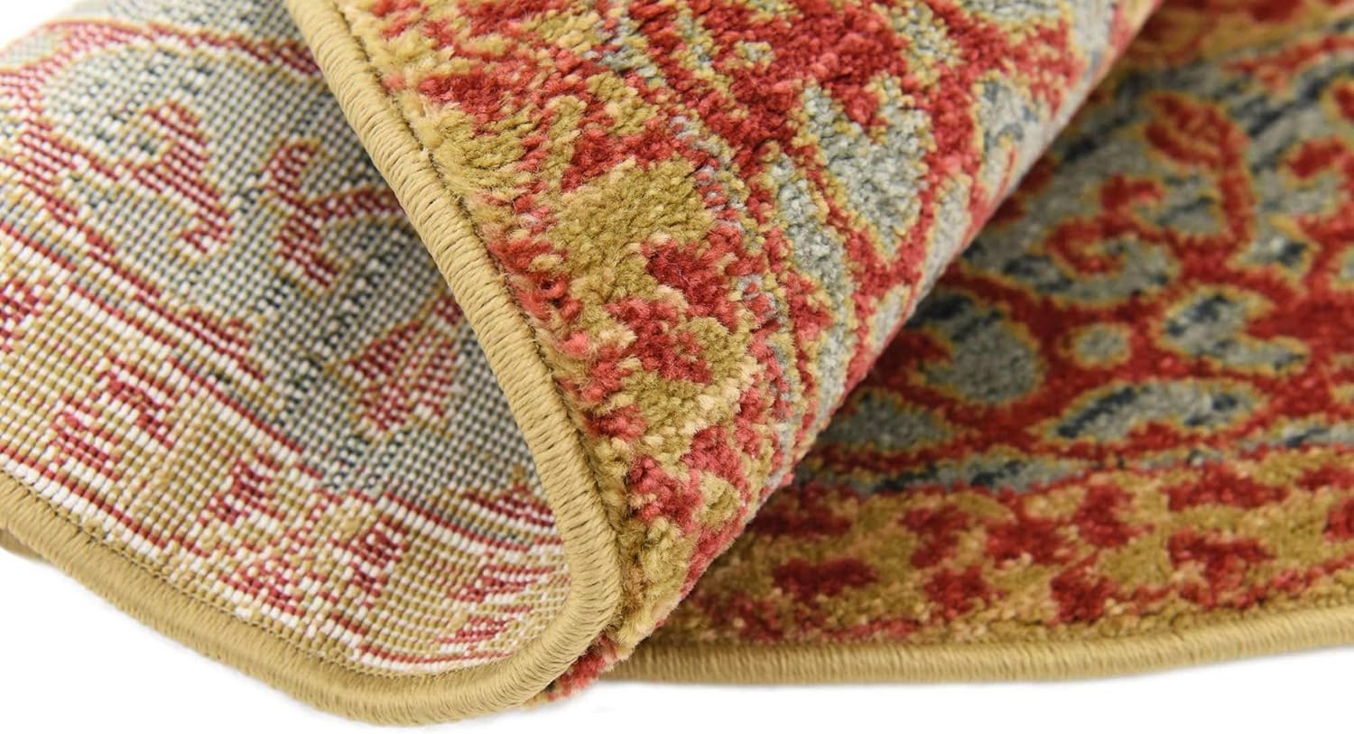 Unique Loom Palace Collection – Alfombra Saray (3 pies 3 pulgadas, redonda, rojoazul)