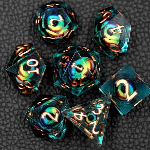 Juego de dados DND, juego de dados de globo ocular de dragón con caja, juego de dados poliédricos de borde afilado para juegos de rol de Dungeons Juego de dados DND, juego de dados de globo ocular de dragón con caja, juego de dados poliédricos de borde afilado para juegos de rol de Dungeons